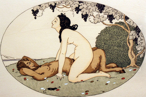 Series of watercolors, which appeared in 1925 under the title "Les Delassements d'Eros" in Erotopolis (Paris). - view 1