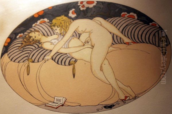 Series of watercolors, which appeared in 1925 under the title "Les Delassements d'Eros" in Erotopolis (Paris). - view 1