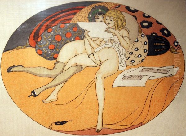 Series of watercolors, which appeared in 1925 under the title "Les Delassements d'Eros" in Erotopolis (Paris). - view 1