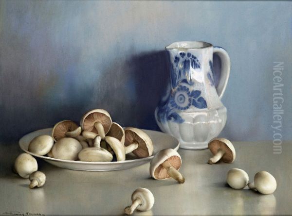 Still life with mushrooms and a pitcher - view 1