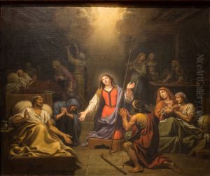 Sainte Genevieve donnant sa protection aux malades