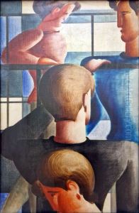 Group at the banisters I by Oskar Schlemmer