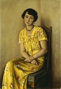 Jeune femme en jaune (Portrait de Mme. S.) by Francois Barraud