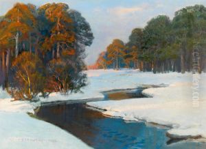 Winter Landscape in the Evening Light by Stefan Popowski