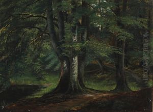 From a forest glade on a summer day. by Janus Andreas Bartholin La Cour