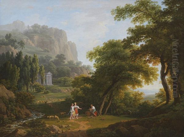 Italian landscape with shepherdesses - view 1