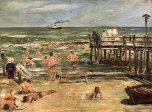 Schwimmanstalt in Horst by Lovis (Franz Heinrich Louis) Corinth