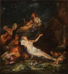 Bacchanal with Maenads, Satyrs and Nymphs by Bartolomeo Guidobono