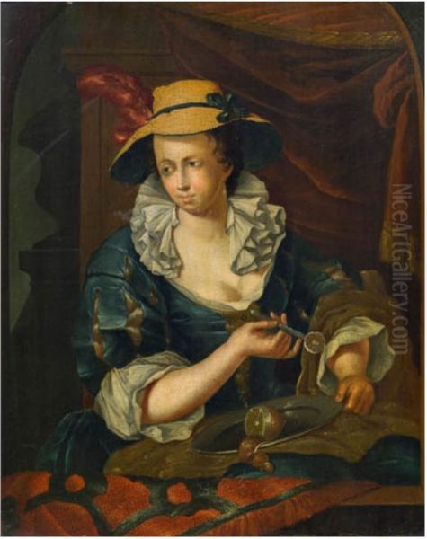 Woman peeling a lemon - view 1