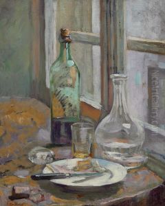 Nature morte avec bouteille et carafe by Jean-Edouard Vuillard