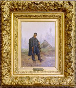 Artilleur a cheval en tenue de campagne. by Etienne-Prosper Berne-Bellecour