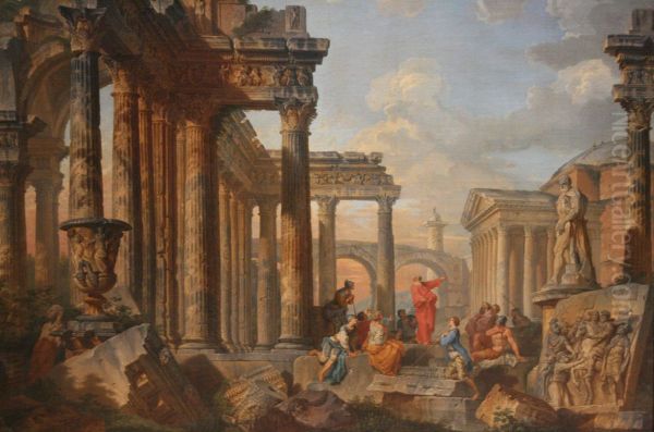 Roman Ruins with a Preacher - view 1