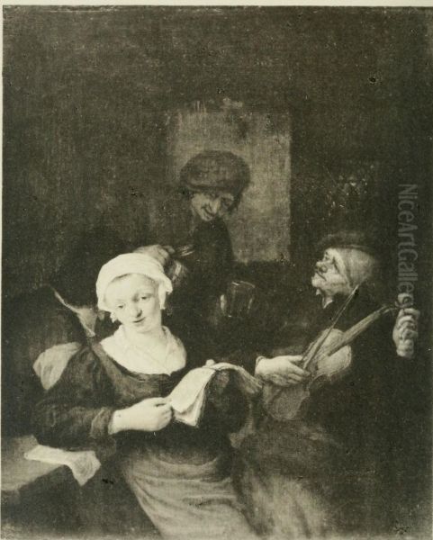 Interior with four figures - view 1