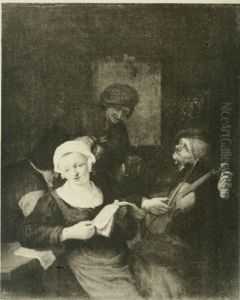 Interior with four figures by Adriaen van Ostade