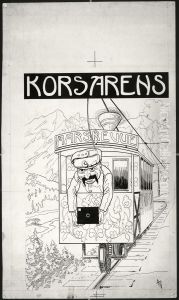 Forarbeid til forside til "Korsarens aarsrevue"