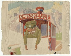 Forarbeid til forside til "Korsarens aarsrevue" by Andreas Bloch