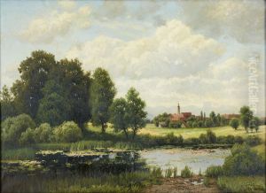 Pastoral landscape with village Pastoral landscape with village