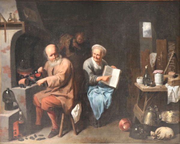 Alchimist in zijn laboratorium - view 1
