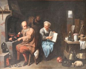 Alchimist in zijn laboratorium