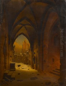 Cloister ruin in winter by Carl Hasenpflug