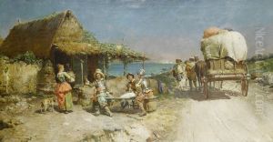 Refreshments at a wayside inn by Cesare Augusto Detti