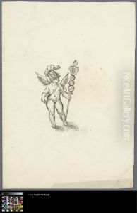 Cupid Wearing a Helmet and Carrying a Standard with a Hand on Top by Musea Brugge