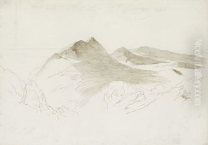 Mountainous coastline, Corfu by Edward Lear