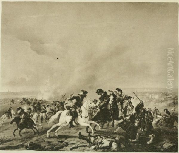 Cavalry engagement outside a fortified town - view 1