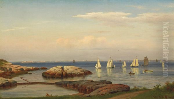 Sailboats On Gloucester Rocks At Sunset - view 1