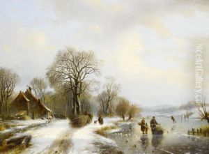 Winter landscape with figures