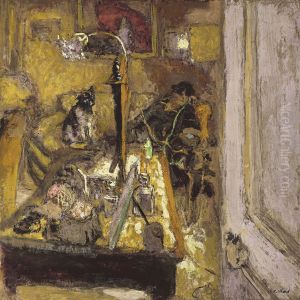 Madame Hessel telephonant dans son boudoir