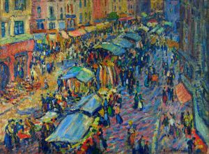 The Market at Pont Audemer by Robert Antoine Pinchon