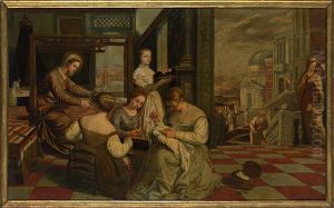 Mary weaves the garments of Christ