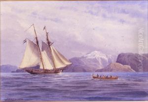 Swedish schooner L'Aigle, built in 1832, near the coast of Norway. by Jacob Hagg