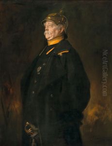 Bildnis des Fursten Otto von Bismarck in der Uniform seines Halberstadter Kurassierregiments mit Helm und Degen