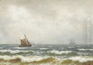 Sailing ships in windy weather.