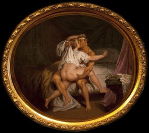 Scene galante dans une alcove by Nicolas Lancret
