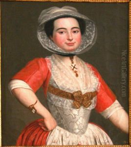 arlesienne aux yeux bleus revetu du costume traditionnel by Antoine Raspal