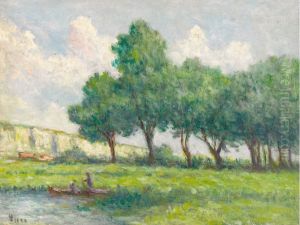 BARQUE PRES DE ROLLEBOISE by Maximilien Luce