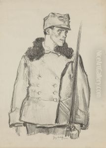Studium portretowe legionisty by Jozef Mehoffer
