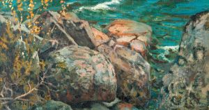 Cliffs by the shore by unknown