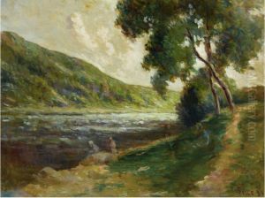 LES BORDS DE LA SEINE AUX ENVIRONS DE ROLLEBOISE by Maximilien Luce