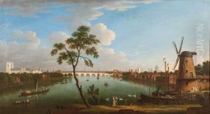 View of London with Westminster Bridge, Westminster Abbey, St. Pauls and Lambeth Palace