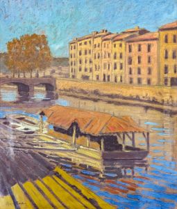 Wash house on the banks of the Nive in Bayonne by Georges Gaudion