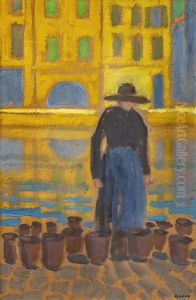 The woman trader in pots by Georges Gaudion