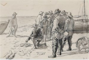 Fangsten deles. Forstudie. by Michael Peter Ancher