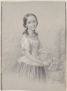 Portrait of Franciszka Wolowska, sister of the mother of Feliks Jasienski by Jozef Simmler