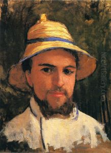 Autoportrait au chapeau de paille by Gustave Caillebotte