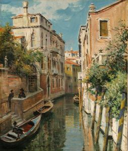 A Canal in Venice by Louis Aston Knight