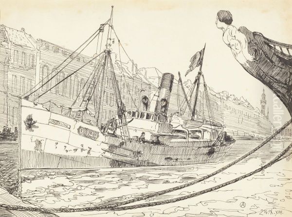 Beschoten vissersboot in de haven van Oostende - view 1